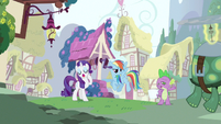 Rarity & Rainbow Dash hearing Spike out S3E11