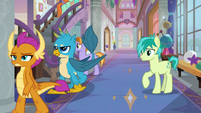 Sandbar notices Smolder and Gallus leaving S8E1