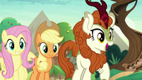 AJ, Fluttershy, and Autumn overjoyed S8E23