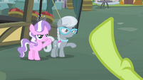 Diamond Tiara and Silver Spoon waving at Granny Smith.