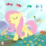 Fluttershy walking with animals promotional S4E14