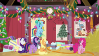 Mane Six looking at the wall clock BGES2