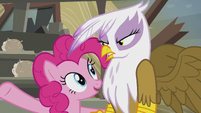Pinkie -even the most grumpy griffon grin!- S5E8