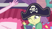 Pinkie Pie puts a pirate hat on Lily's head EGDS3