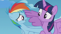 Rainbow Dash pushing away from Twilight S5E25