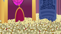 Sea of scrolls in Princess Celestia's throne room S6E15