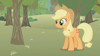 Applejack parada no meio da fazenda T1E12