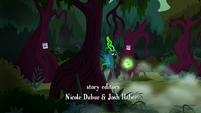 Chrysalis attaching photos and hairs to trees S8E13