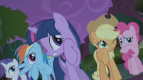 The friends are astonished to hear Fluttershy saying, "Shh... it's okay."