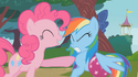 Pinkie Pie pokes Rainbow Dash S1E7
