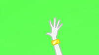 Rarity's hand in front of green screen EG3b