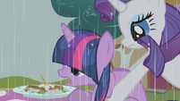 Rarity dragging Twilight away S1E03