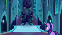 Twilight sees Nightmare Moon on her throne S5E26