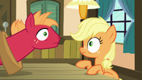 Applejack and Big Mac hear a knock at the door S6E23