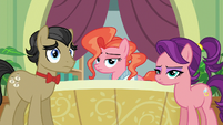 Filthy, Spoiled, and receptionist listen to Applejack S6E23