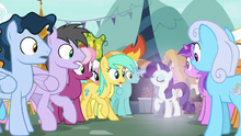 Rarity appears in the crowd of ponies S7E19