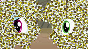 Applejack and Rainbow Dash covered in bees S4E3