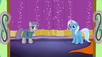 Library doors open to reveal Maud and Trixie S7E24