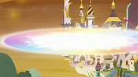 Light bursting outward from Canterlot S9E2