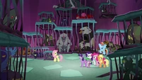 Mane Seven surrounded by caged creatures S8E25.png (1.24 MB) Mane Seven surrounded by caged creatures S8E25