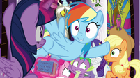 Rainbow Dash cuts off Applejack S9E17