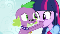 Spike covers Twilight's mouth EG