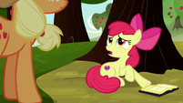 Apple Bloom apologizing to Applejack S8E12