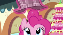 Detective hat about to go on Pinkie's head S2E24