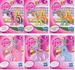 12-language multilingual version of mystery pack wave 1, fronts of cards 19-24 of 24: Lucky Swirl, Sweetcream Scoops, Firecracker Burst, Pinkie Pie – special edition, Twilight Sparkle – special edition, and Rainbow Dash – special edition