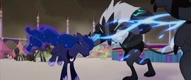 Princess Luna blasts past the Storm Creatures MLPTM