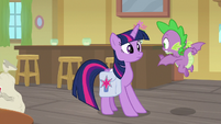 Spike stops Twilight from seeing Dusty S9E5