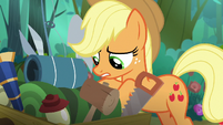 Applejack looks through her camping supplies S8E13