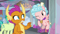 Cozy Glow winking at Smolder S8E25