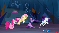 Fluttershy and Rarity charging into battle S9E2
