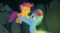 Rainbow Dash tenderly picks up Scootaloo S7E16.png (832 KB) Presenting the most adorable Rainbow Dash/Scootaloo moment ever animated.