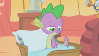 Spike sleepily listening to Twilight S1E11