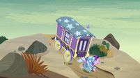 Starlight and Trixie sliding down the hill S8E19