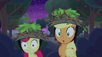 AJ and Apple Bloom look at tin cans S9E10