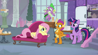 Fluttershy jumps in with excitement S9E9