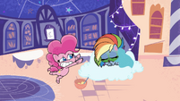 Pinkie draping Rainbow in a blanket PLS1E6a