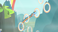 Rainbow Dash flying through hoops S4E10