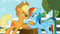 Applejack and Rainbow Dash hoof wrestling S1E03