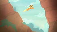 Applejack jumping over a ravine S8E23