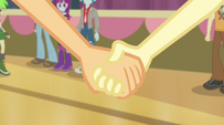 Applejack takes Fluttershy's hand EG2