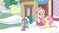 Fluttershy offering to help Spike MLPBGE