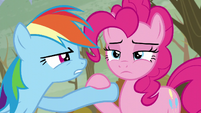 Pinkie puts down Rainbow's hoof S5E5