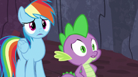 Rainbow Dash and Spike hear Garble's voice S7E25