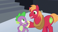 Spike and Big Mac claw-hoof-bump S6E17