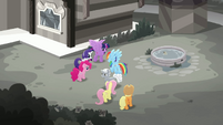 Sunny Skies walking past Mane Six MLPRR