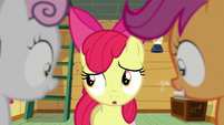 Sweetie Belle and Scootaloo look at Apple Bloom S6E4